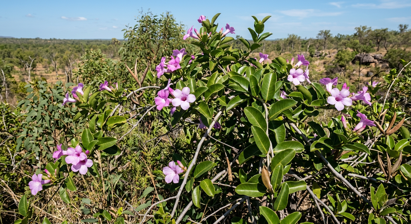 Rubber Vine (Cryptostegia grandiflora) - identification photo